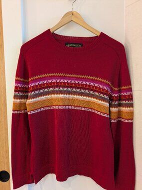 Qoripaccocha branded red 100% baby alpaca wool from Peru sweater Medium SOFT!